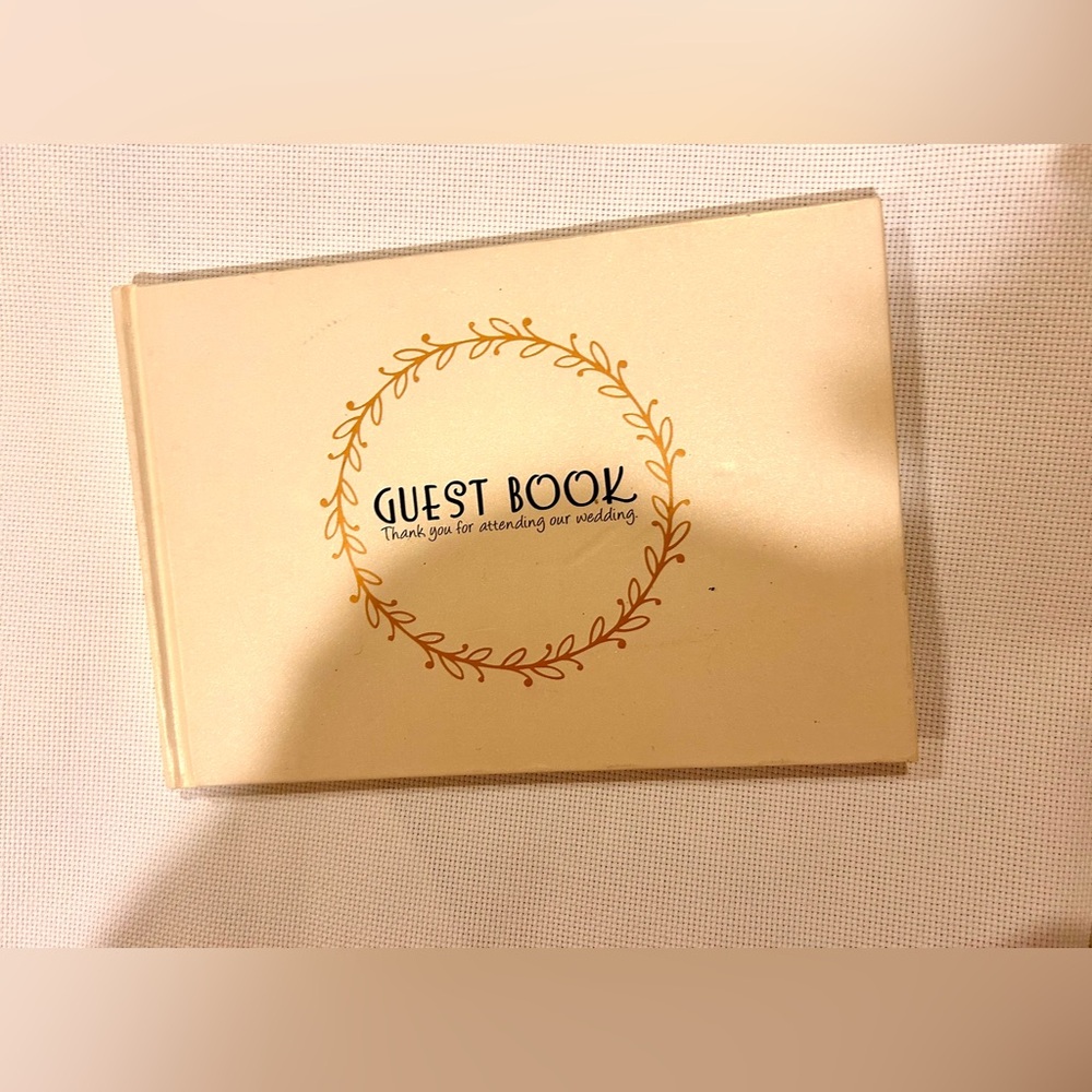 Cream Guest Book with Gold Accents